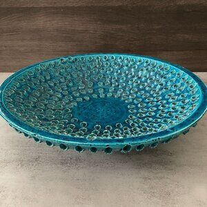 Aldo Londi Bitossi Lacrima Remini Blue 12.5" Ceramic Bowl Italy MCM Vintage RARE
